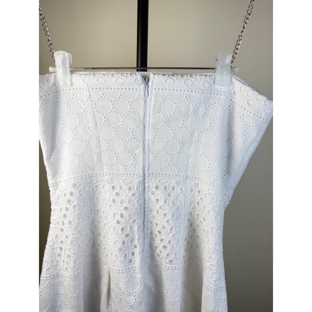 New York & Company Womens White Strapless Dress Eyelet size 0 Summer Resortwear - Picture 6 of 9